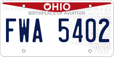 OH license plate FWA5402