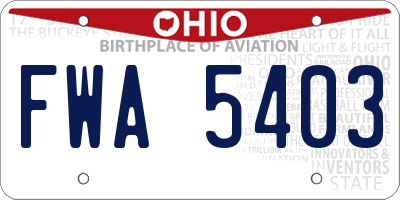 OH license plate FWA5403