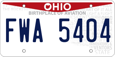 OH license plate FWA5404