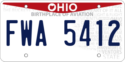 OH license plate FWA5412