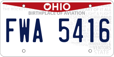 OH license plate FWA5416