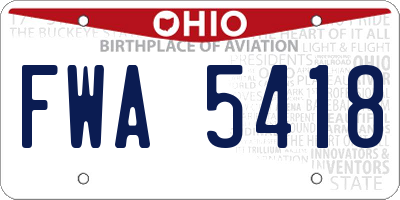 OH license plate FWA5418