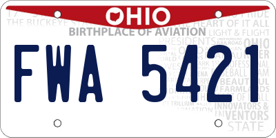 OH license plate FWA5421