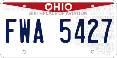 OH license plate FWA5427