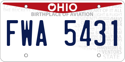 OH license plate FWA5431
