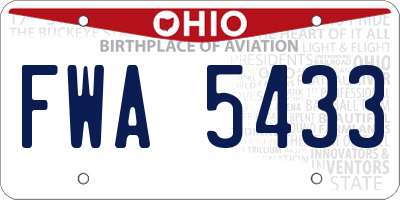 OH license plate FWA5433