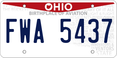 OH license plate FWA5437