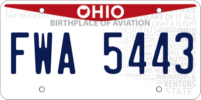 OH license plate FWA5443