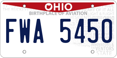 OH license plate FWA5450