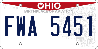 OH license plate FWA5451