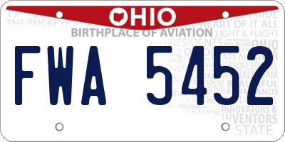 OH license plate FWA5452