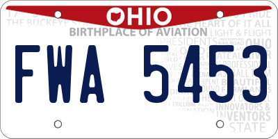 OH license plate FWA5453