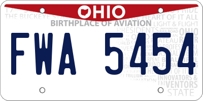 OH license plate FWA5454