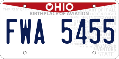 OH license plate FWA5455