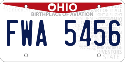 OH license plate FWA5456