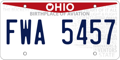 OH license plate FWA5457