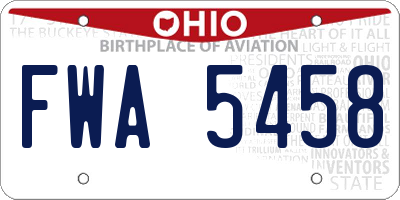 OH license plate FWA5458