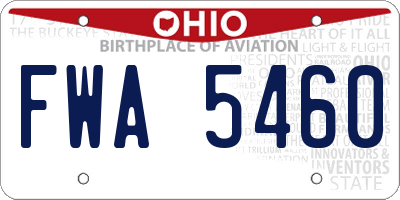 OH license plate FWA5460