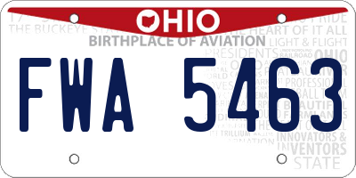 OH license plate FWA5463