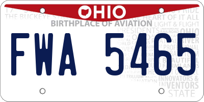 OH license plate FWA5465