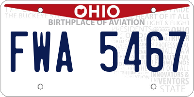 OH license plate FWA5467