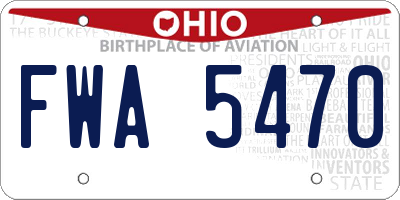 OH license plate FWA5470