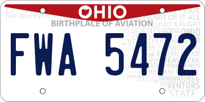 OH license plate FWA5472