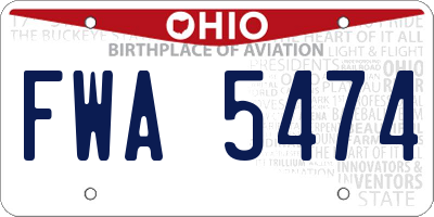 OH license plate FWA5474