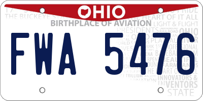 OH license plate FWA5476