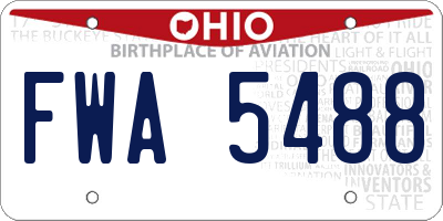 OH license plate FWA5488