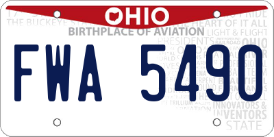 OH license plate FWA5490