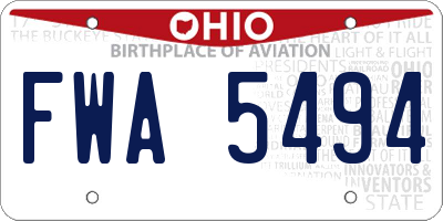 OH license plate FWA5494