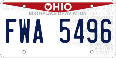 OH license plate FWA5496