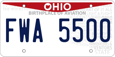 OH license plate FWA5500