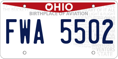 OH license plate FWA5502