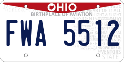 OH license plate FWA5512