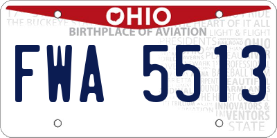 OH license plate FWA5513