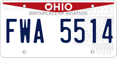 OH license plate FWA5514