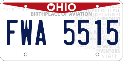 OH license plate FWA5515