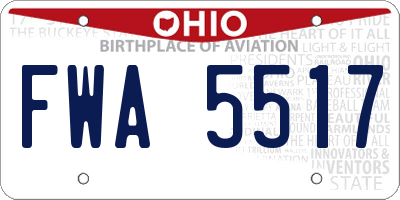 OH license plate FWA5517