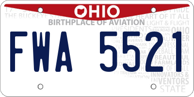 OH license plate FWA5521