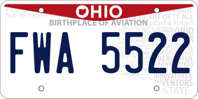 OH license plate FWA5522