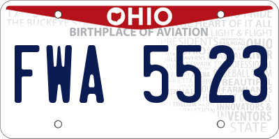 OH license plate FWA5523