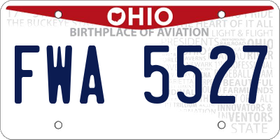 OH license plate FWA5527