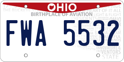 OH license plate FWA5532
