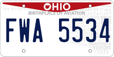OH license plate FWA5534