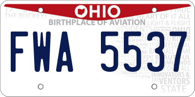 OH license plate FWA5537