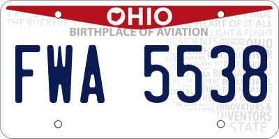 OH license plate FWA5538