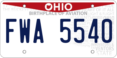 OH license plate FWA5540