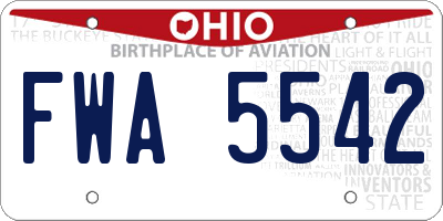 OH license plate FWA5542